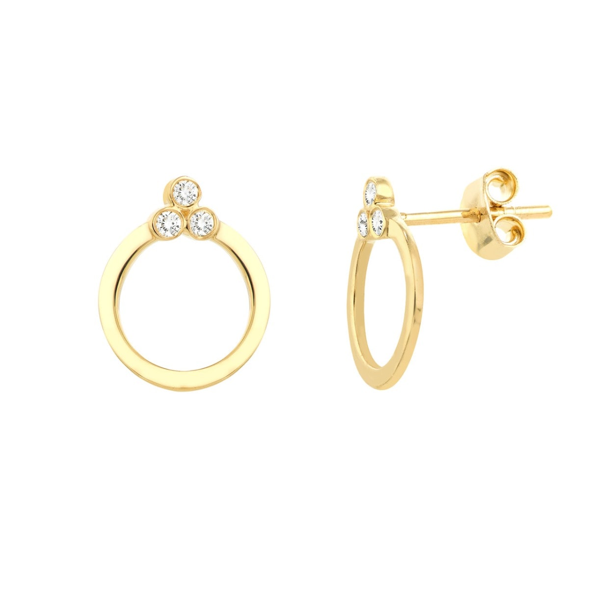 Diamond Trinity Door Knocker Stud Earrings view 1