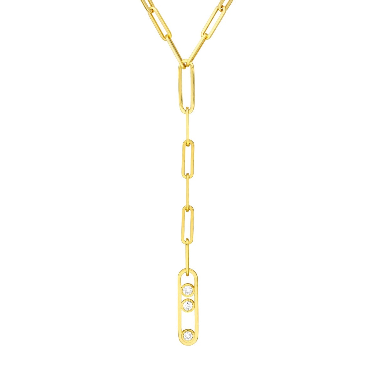 Triple Radiance Lariat Gold Necklace view 1
