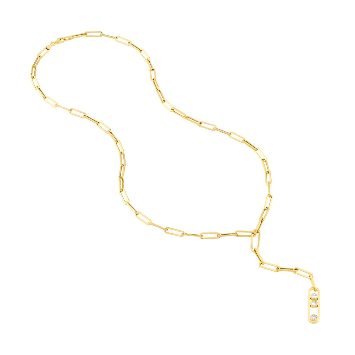 Triple Radiance Lariat Gold Necklace view 4