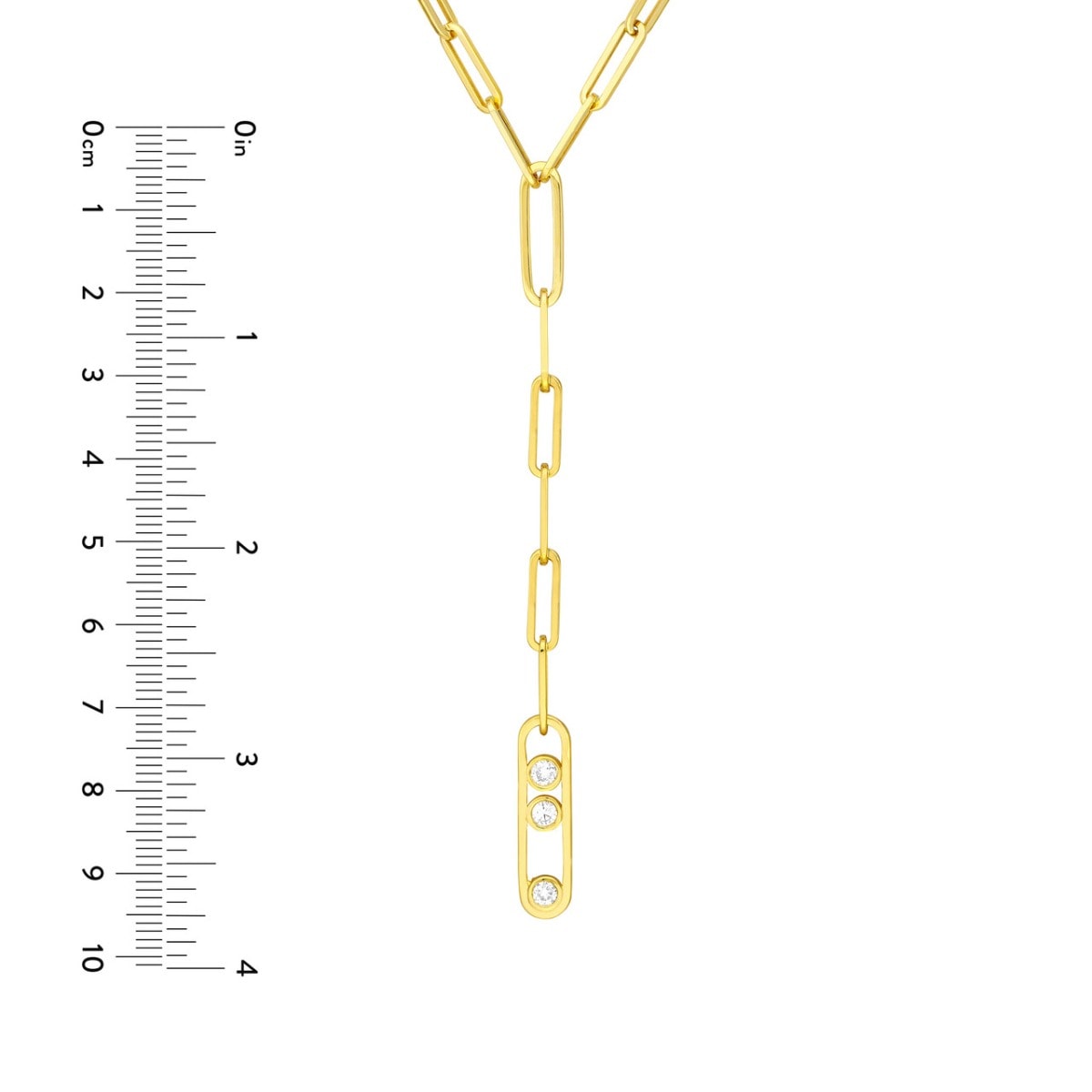 Triple Radiance Lariat Gold Necklace view 6