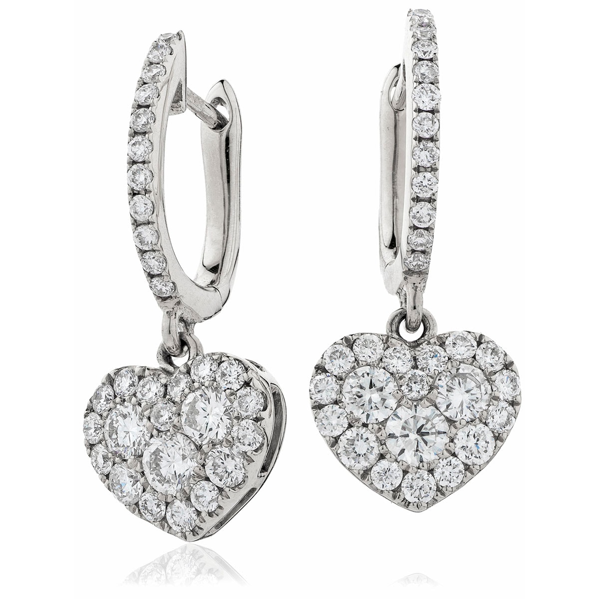 Heart Shape Micro Set Drop Hoops Diamond Earrings view 1