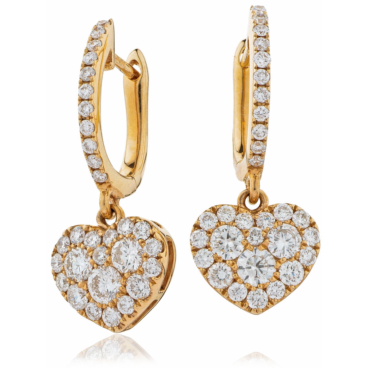 Heart Shape Micro Set Drop Hoops Diamond Earrings view 2
