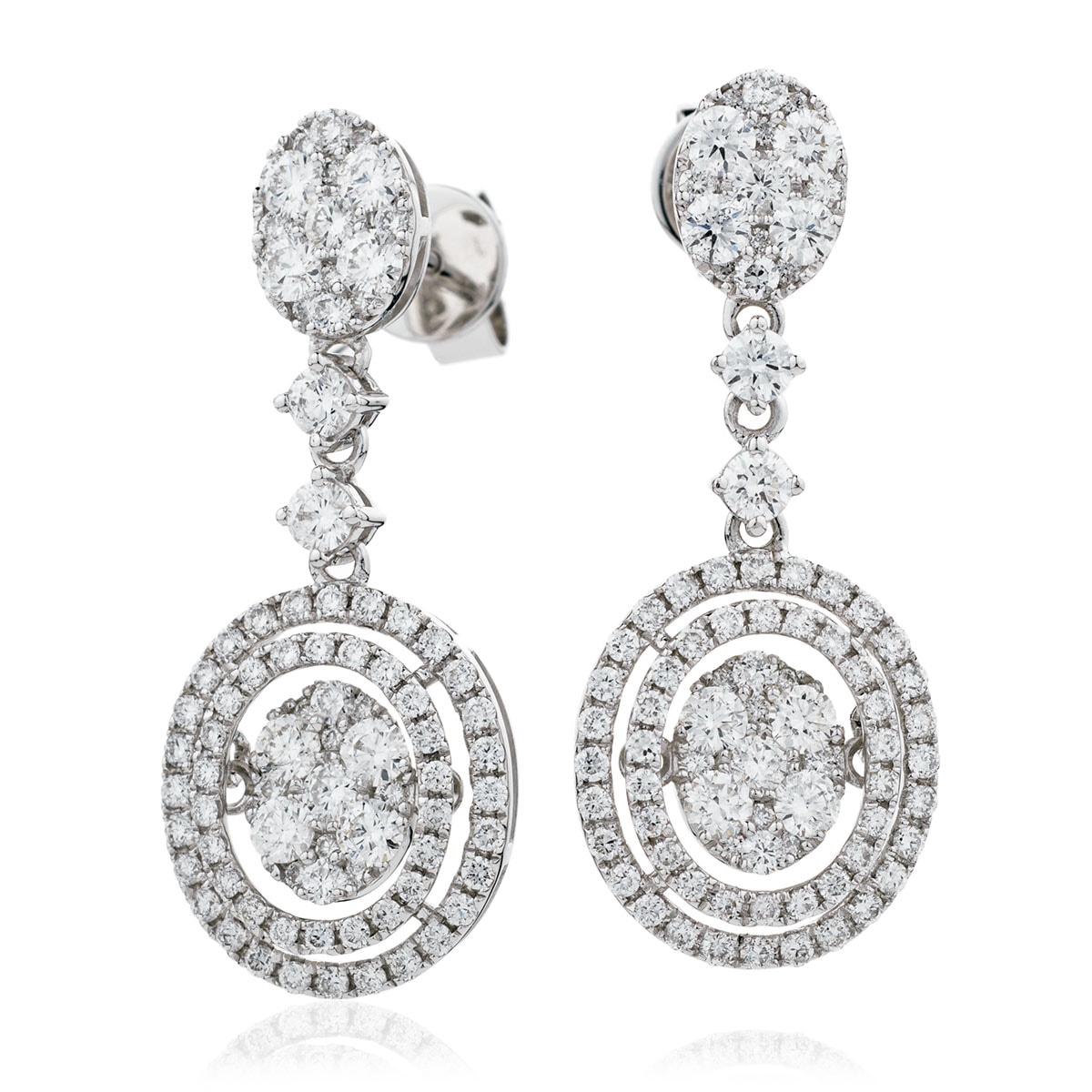 Moveable Round Drop Diamond Earrings view 1