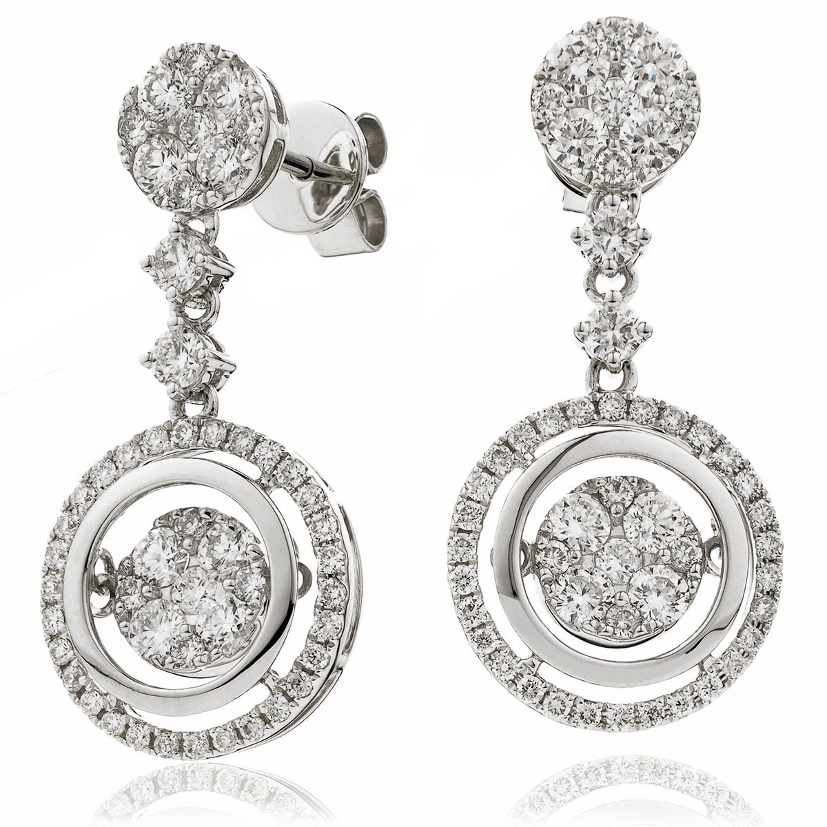 Round Shape Moveable Drop Diamond Earrings view 1