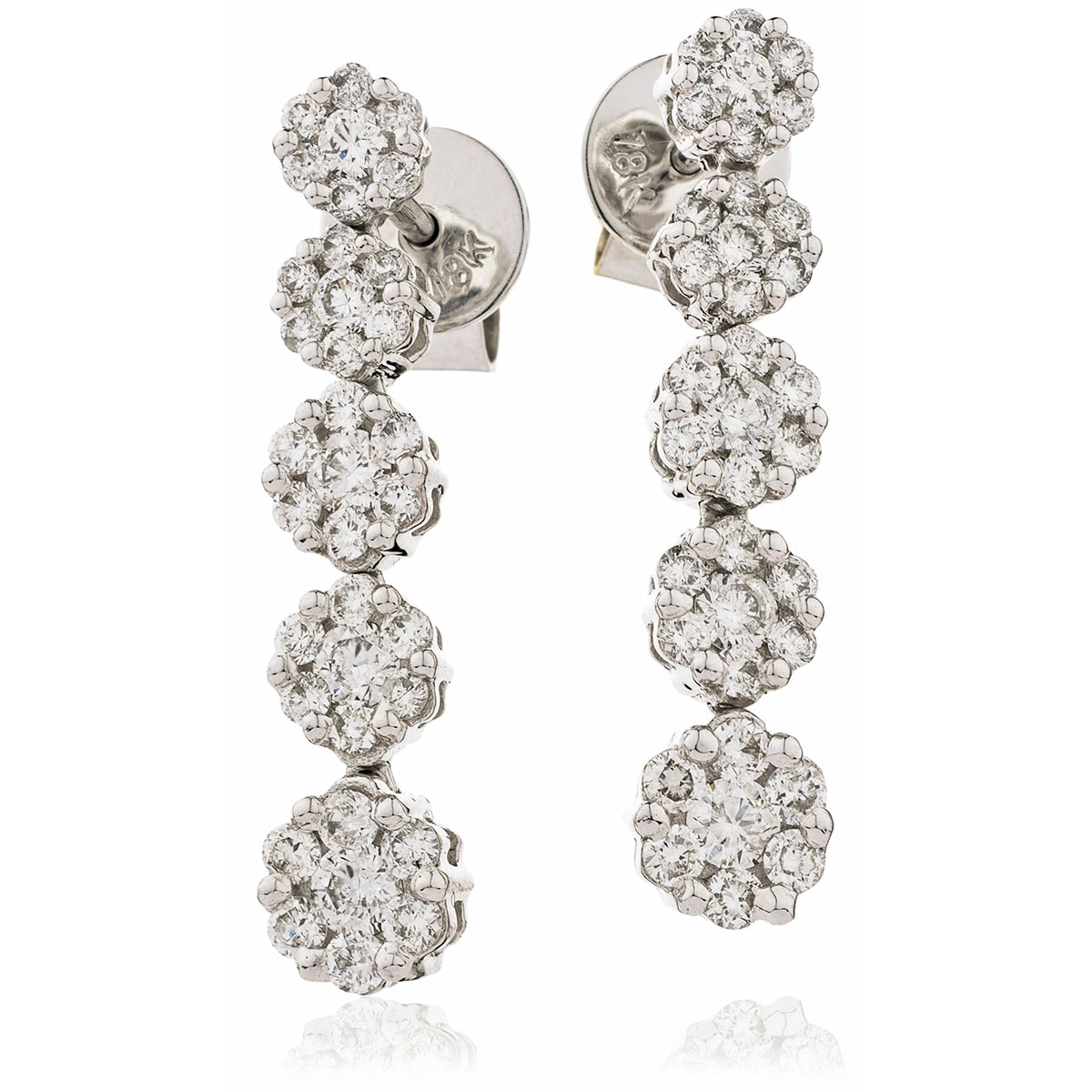 5 Round Shape Pave Diamond Drop Earring