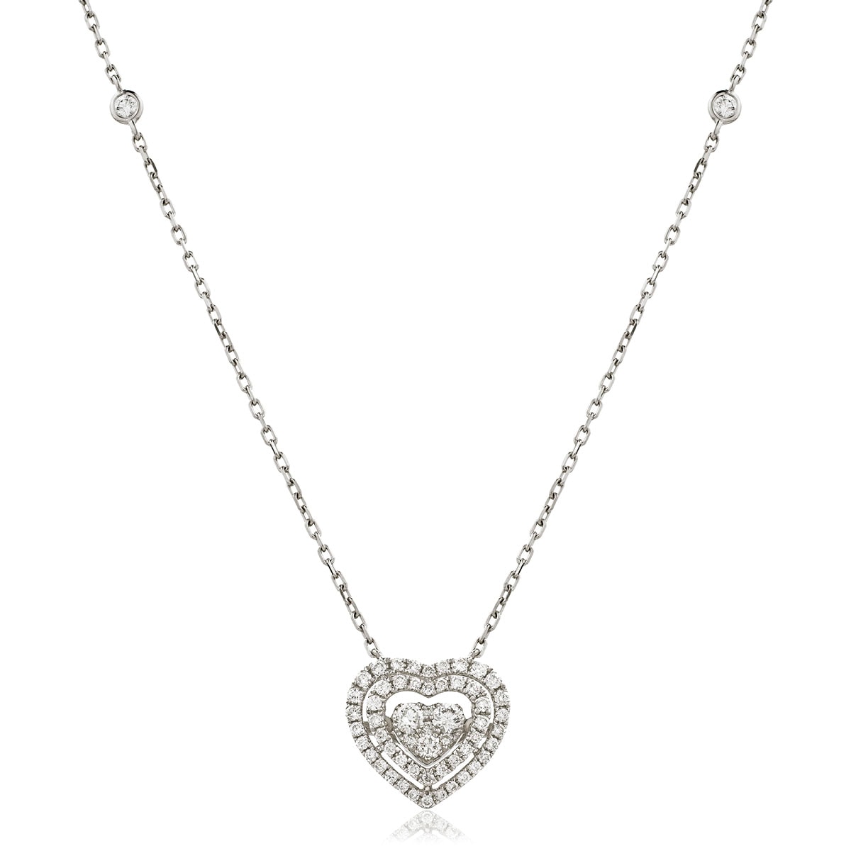 Chain Double Halo Heart Diamond Pendant view 1