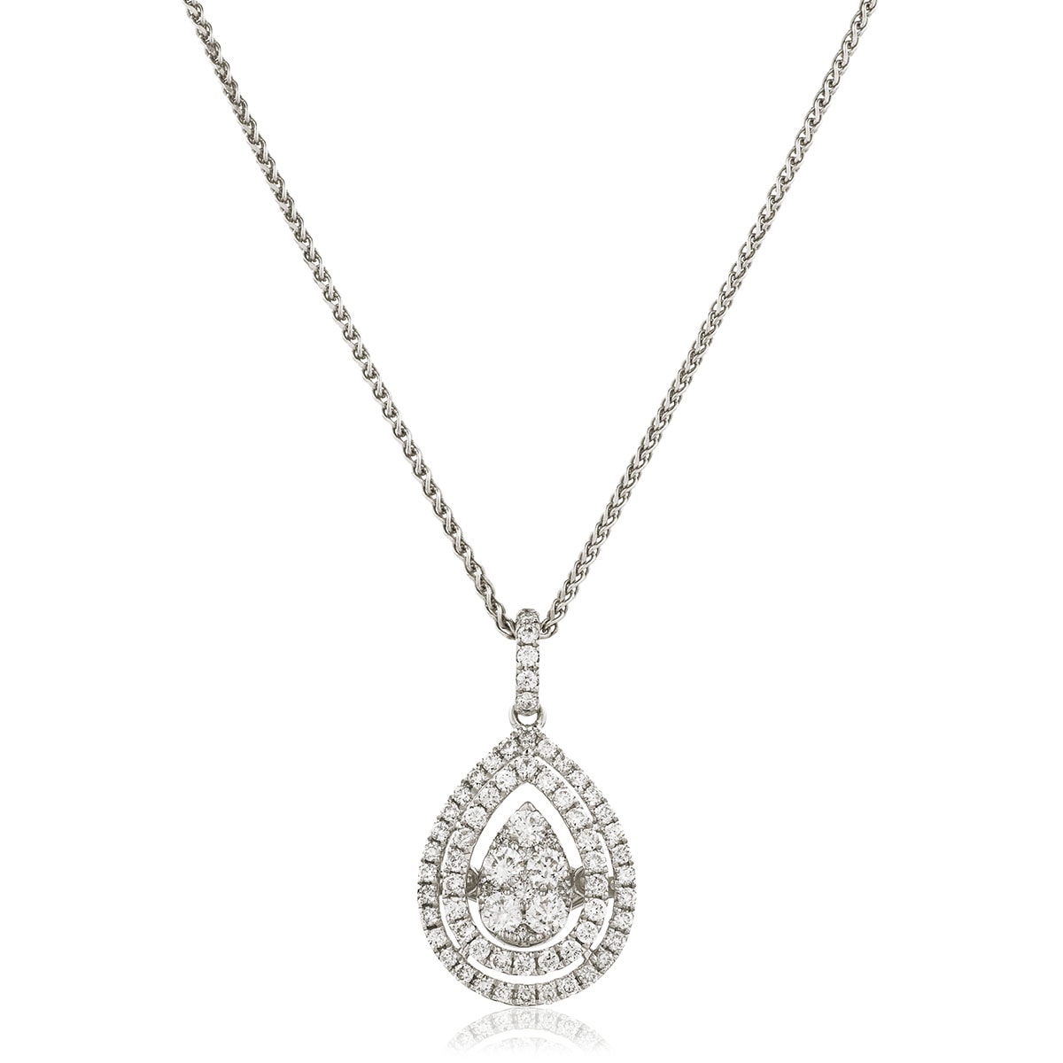 Pear Shaped Double Halo Diamond Pendant view 1