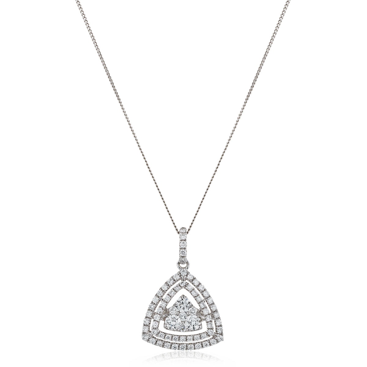 Triangle Shaped Double Halo Diamond Pendant view 1