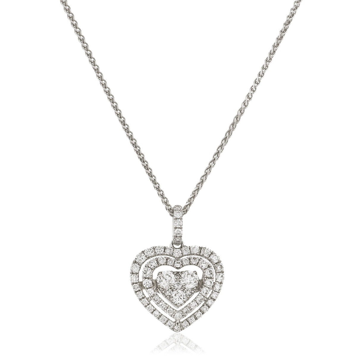 Double Halo Heart Diamond Pendant