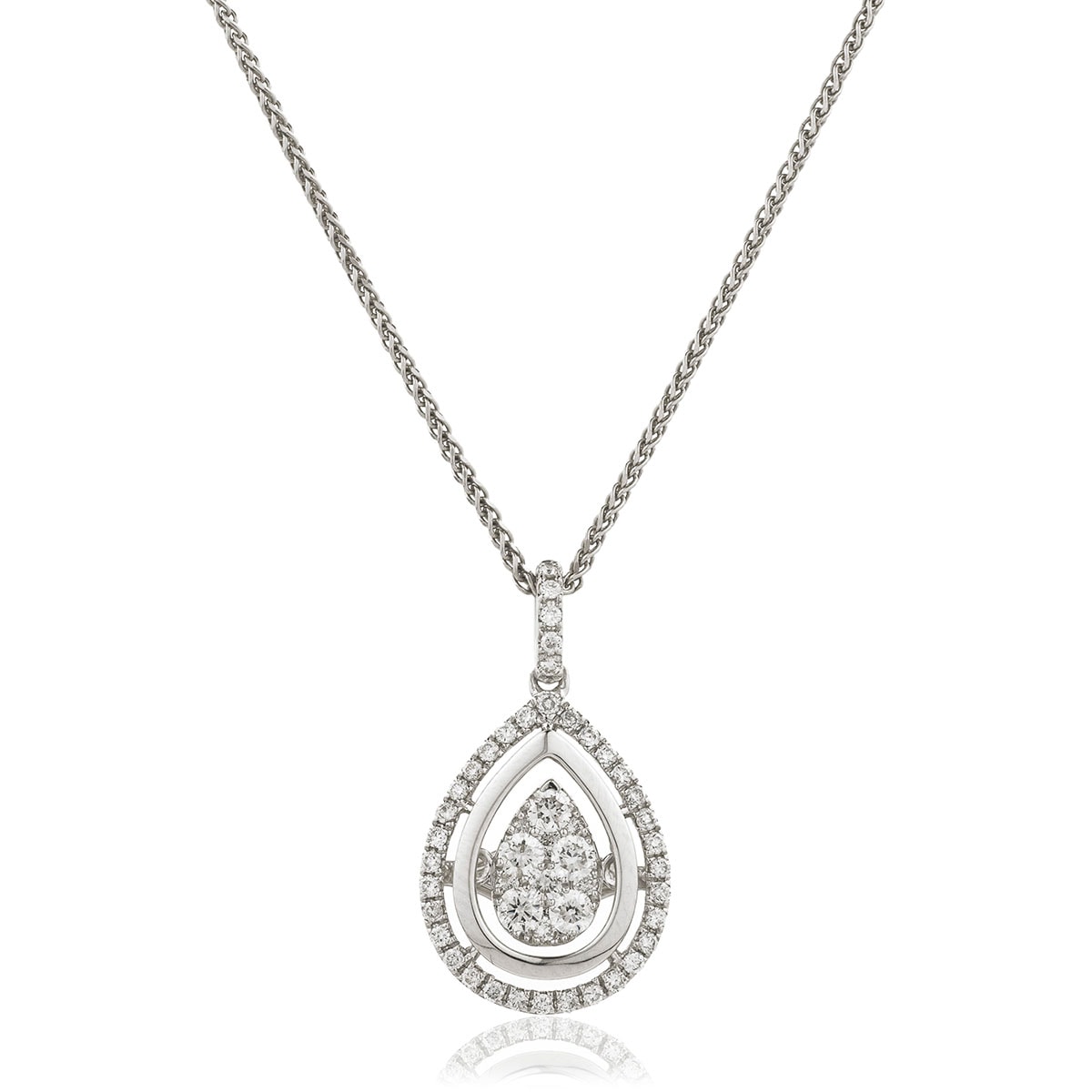 Pear Shaped Outer Halo Diamond Pendant view 1