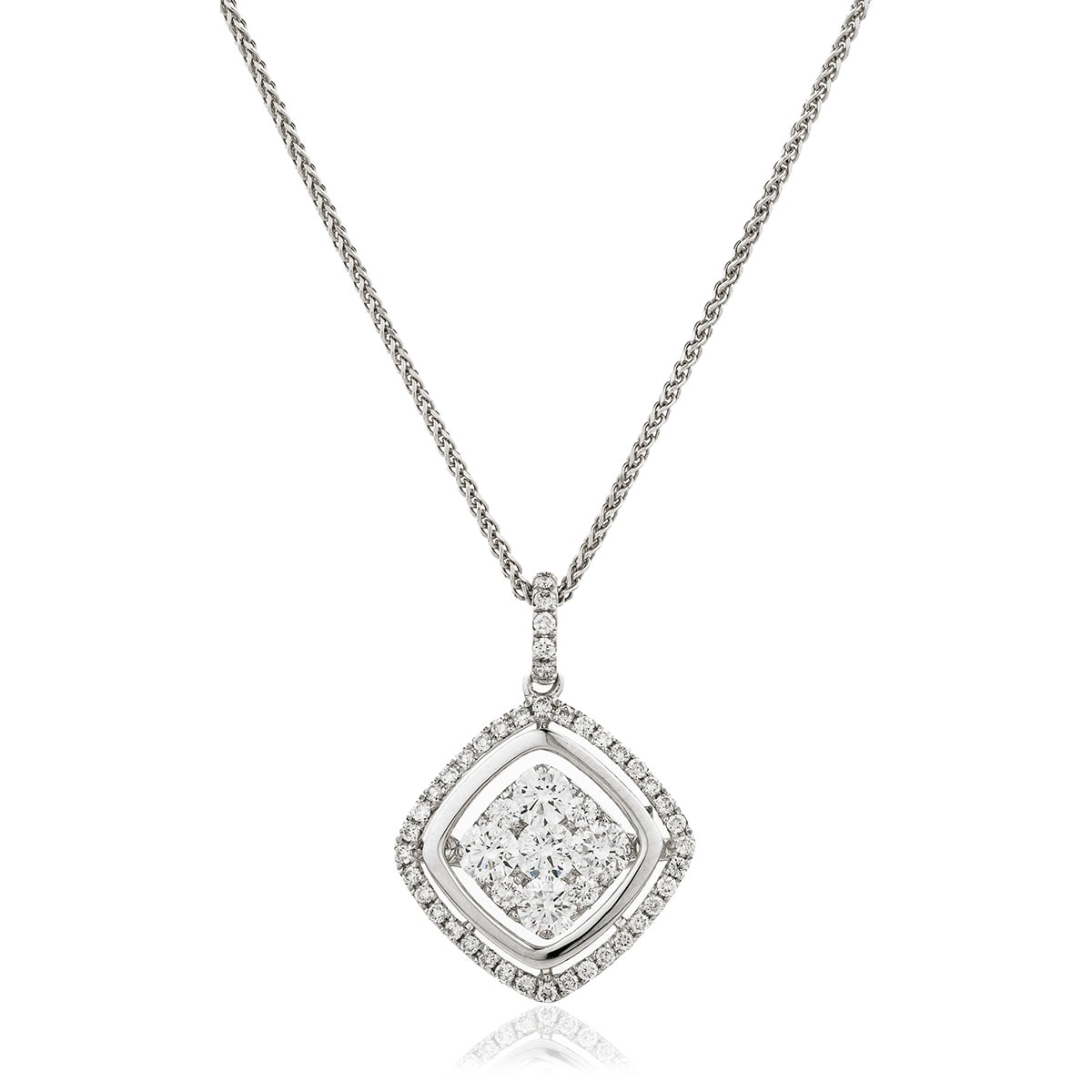 Outer Halo Cushion Diamond Pendant view 1