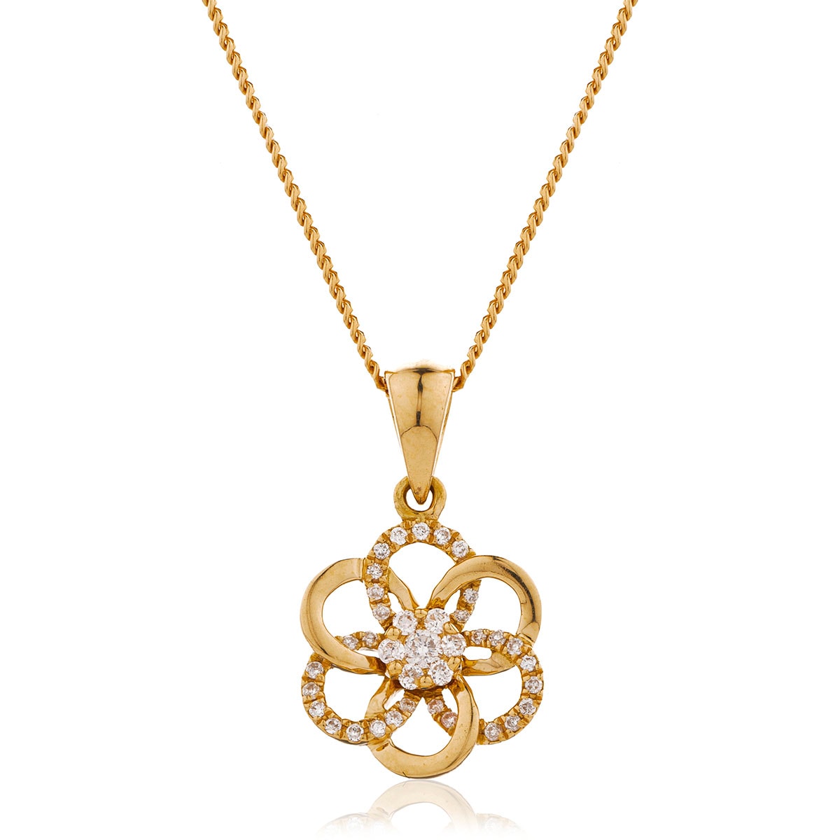 Flower Shape Open Mixed Diamond Pendant view 4