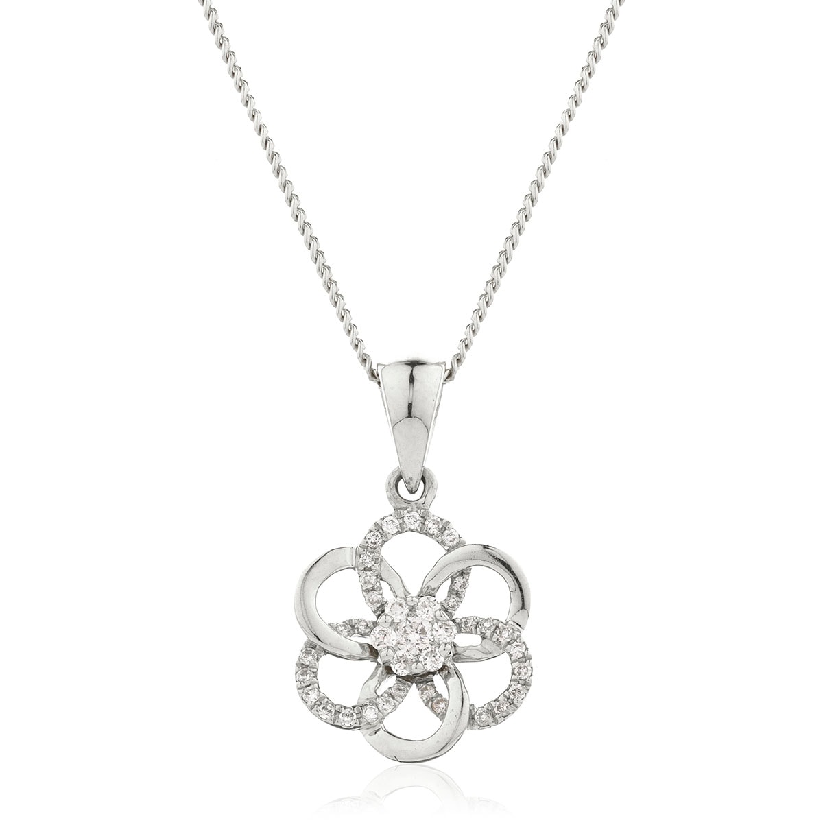 Flower Shape Open Mixed Diamond Pendant view 1