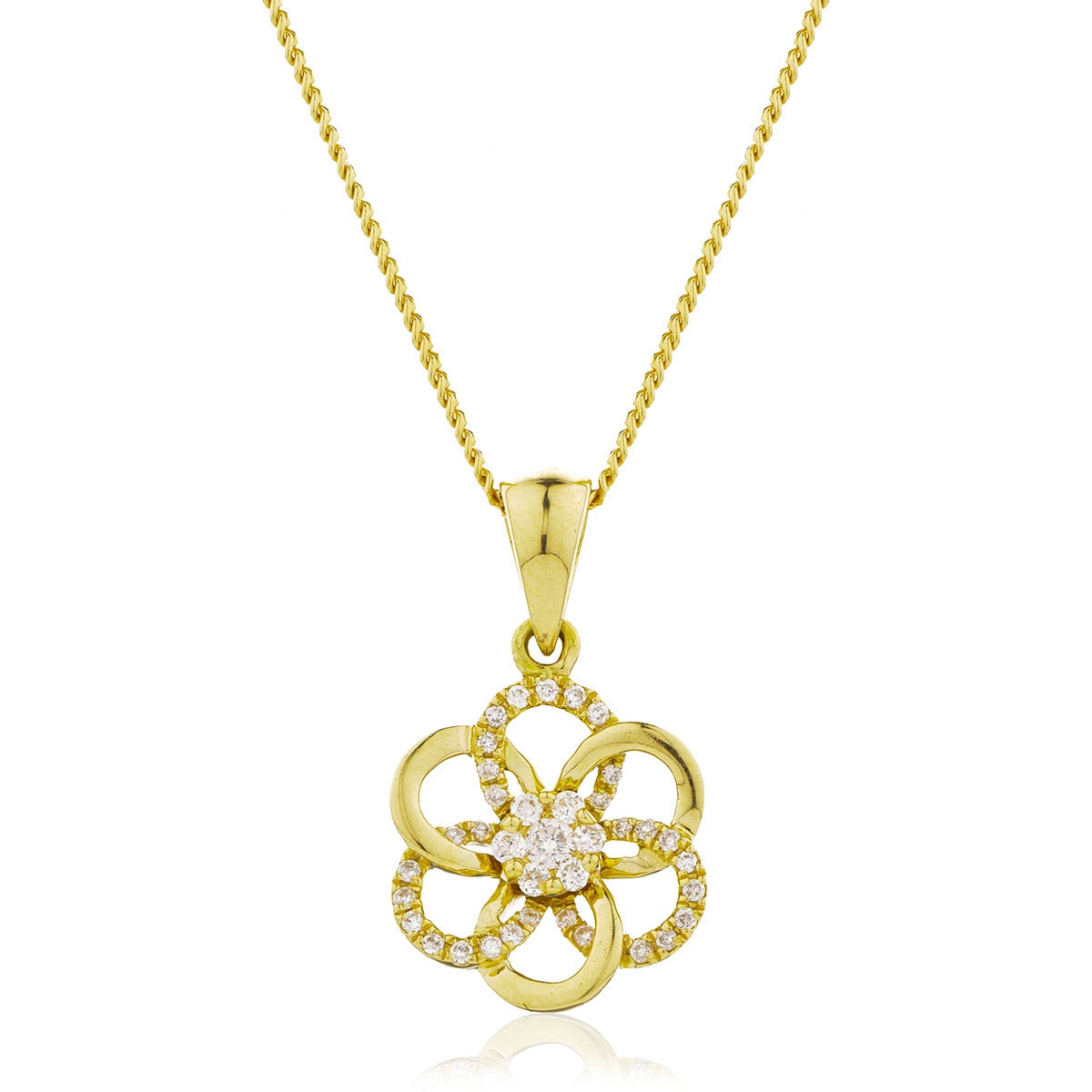 Flower Shape Open Mixed Diamond Pendant view 5