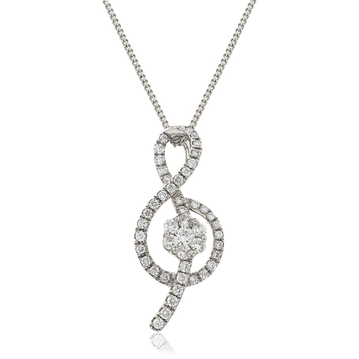Treble Clef Diamond Necklace view 1