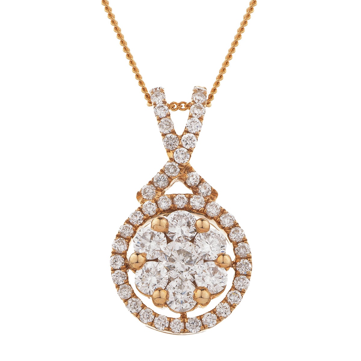 Cross Over Halo Pave Diamond Pendant view 4