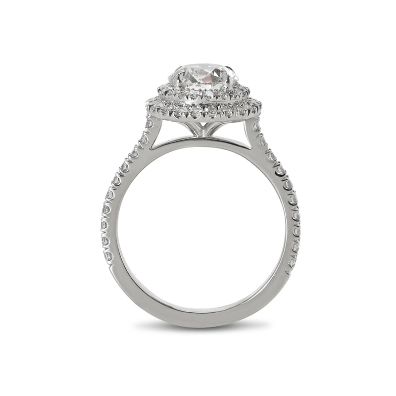 Double Halo Round Shape Diamond Engagement Ring view 3