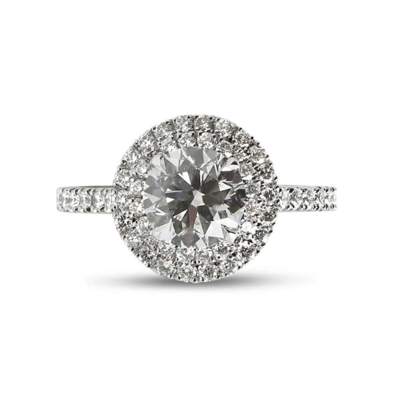 Double Halo Round Shape Lab Grown Diamond Engagement Ring