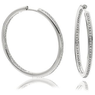 Grain Set Diamond Hoop Earrings