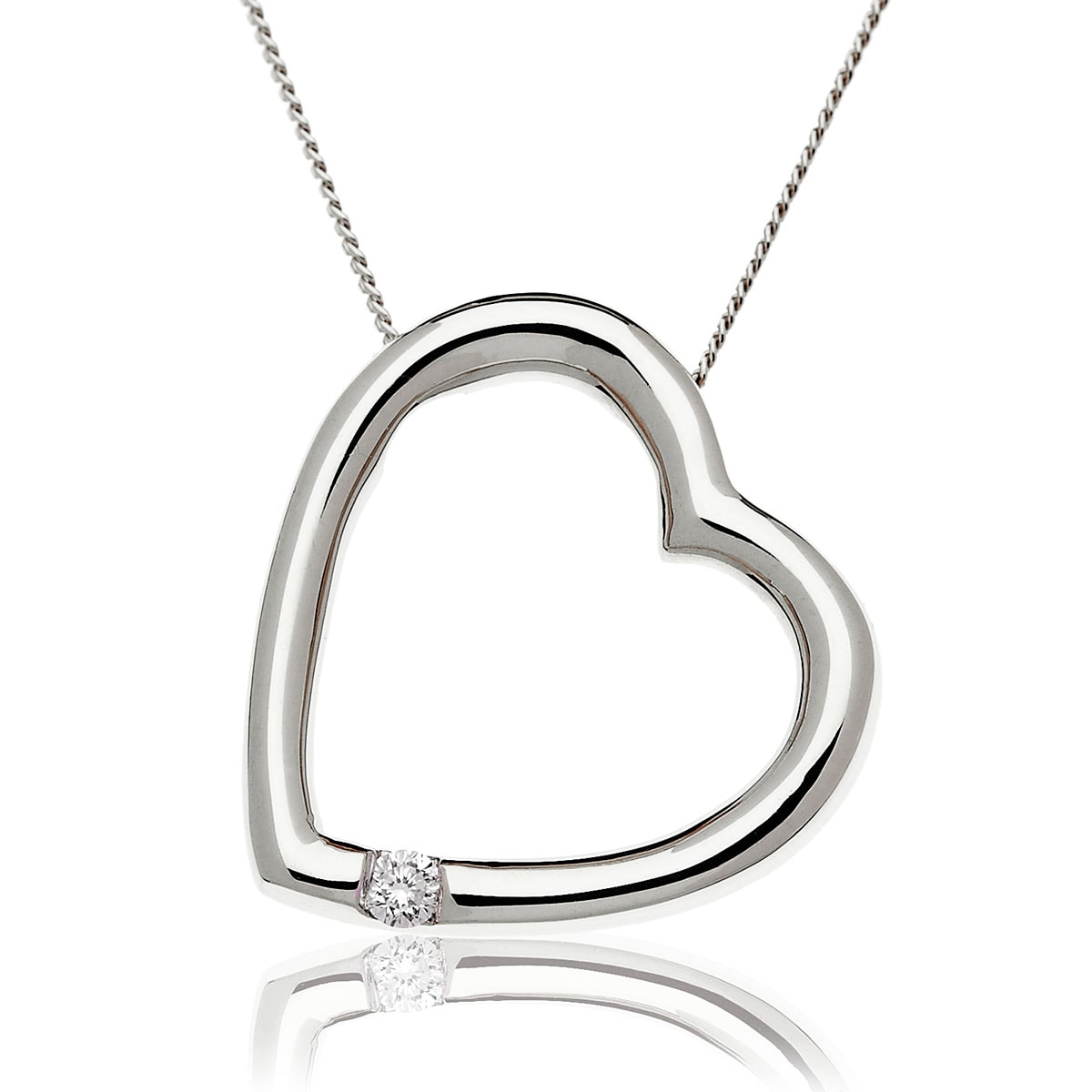 Heart Shaped Single Diamond Pendant view 1