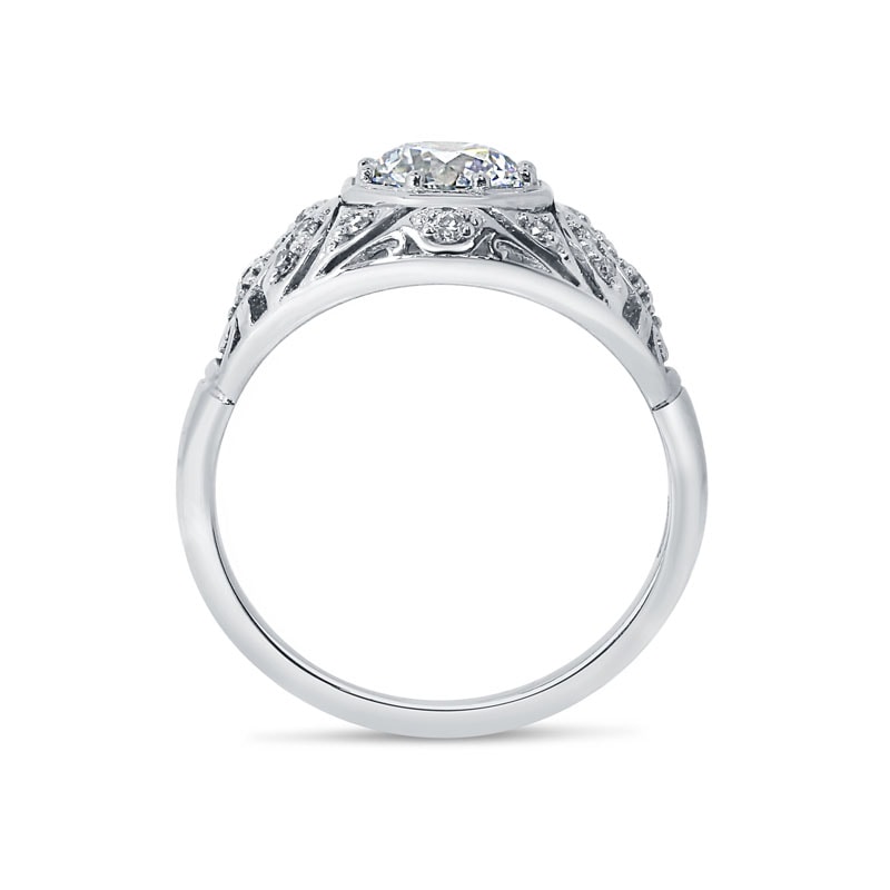 Eight Claw Art Deco Round Shape Diamond Engagement Ring view 5