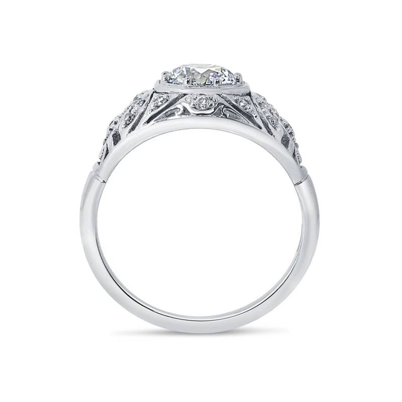 Eight Claw Art Deco Round Shape Lab Grown Diamond Engagement Ring view 5