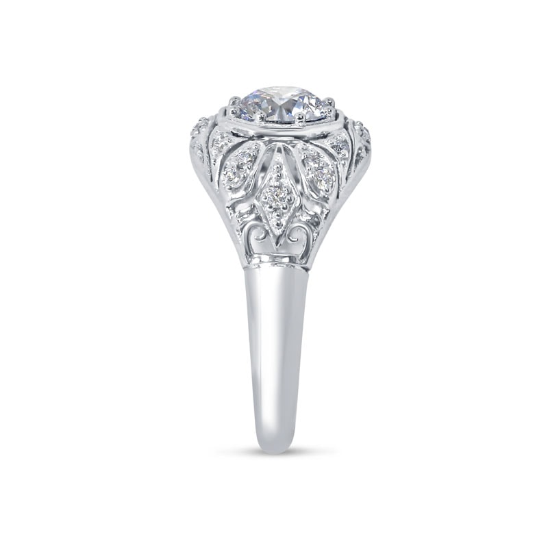 Eight Claw Art Deco Round Shape Diamond Engagement Ring view 3
