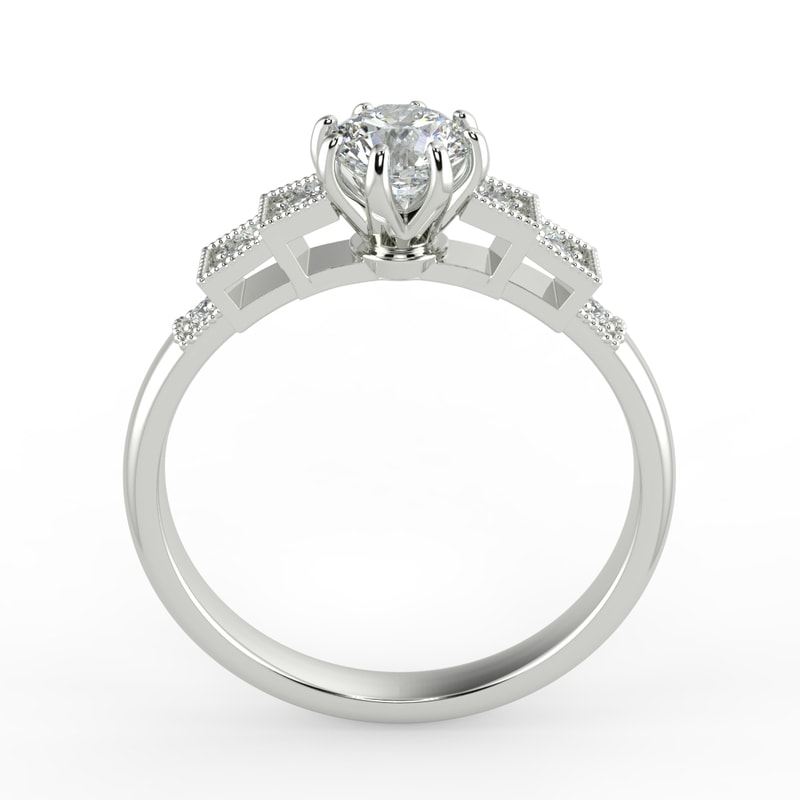 Eight Claw Round Shape Diamond Art Deco Engagement Ring view 4