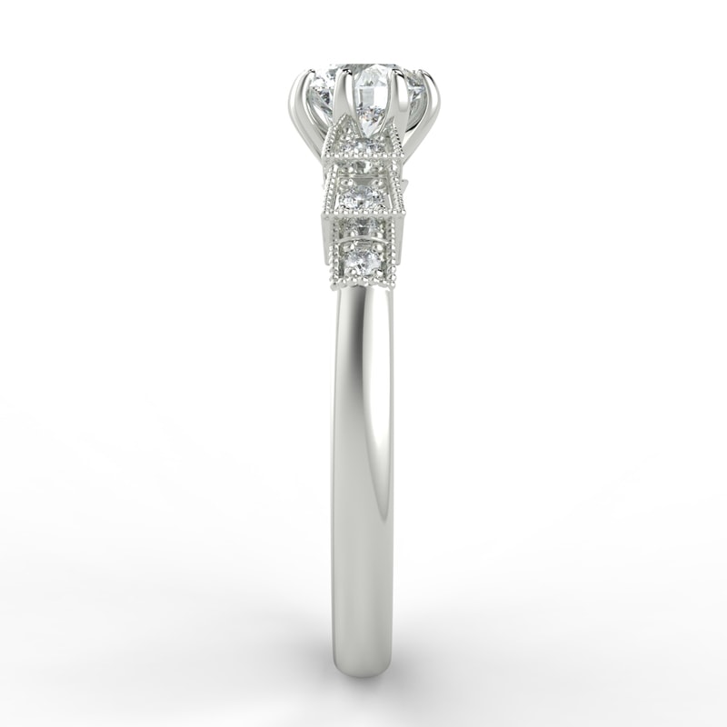 Eight Claw Round Shape Diamond Art Deco Engagement Ring view 3