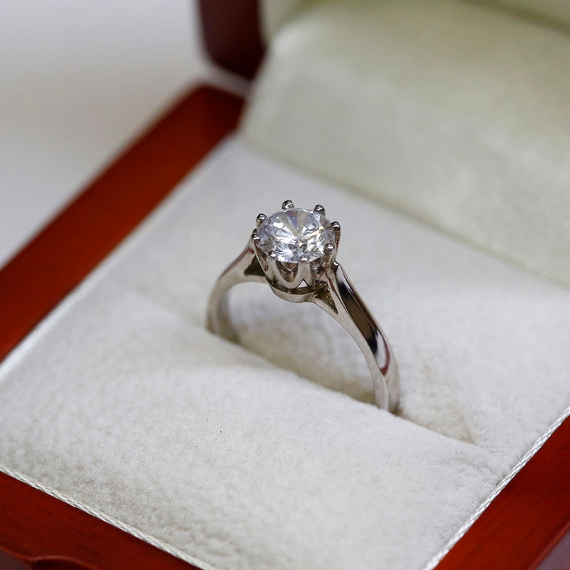 Eight Claw Vintage Solitaire Round Shape Diamond Engagement Ring view 6