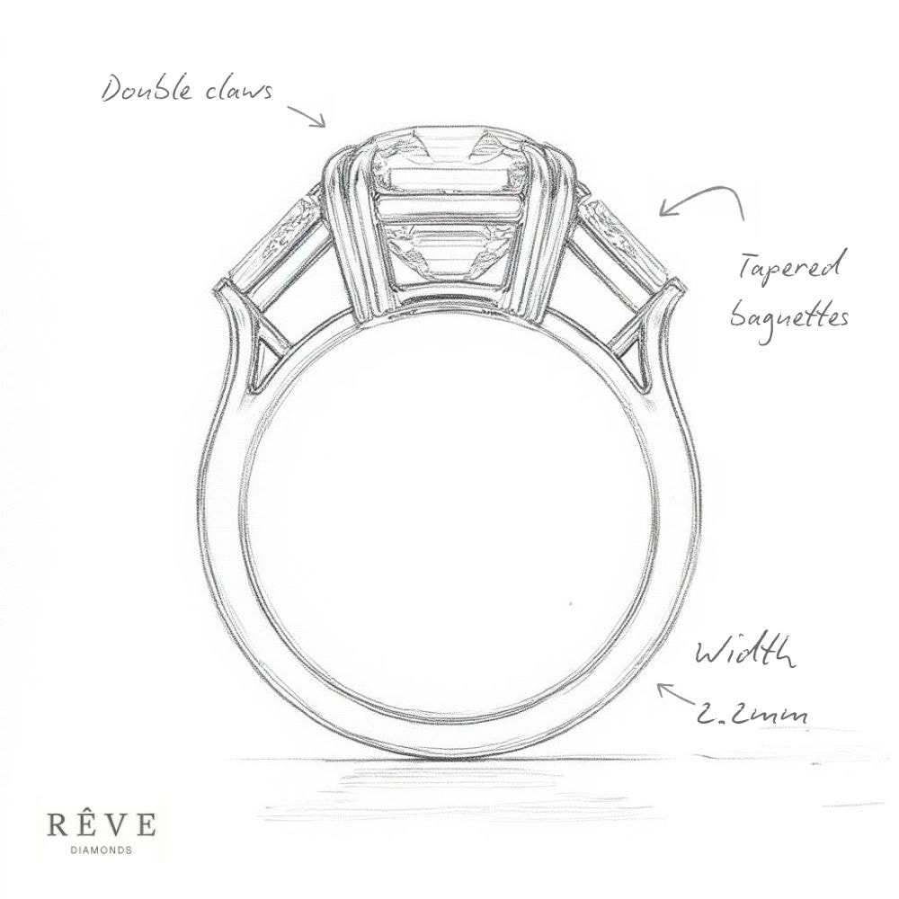 Elizabeth Taylor Asscher Cut Lab Grown Diamond Engagement Ring view 7