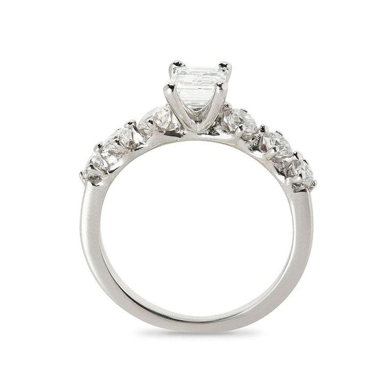 Emerald Shape Seven Stones Design Lab Grown Diamond Engagement Ring view 4