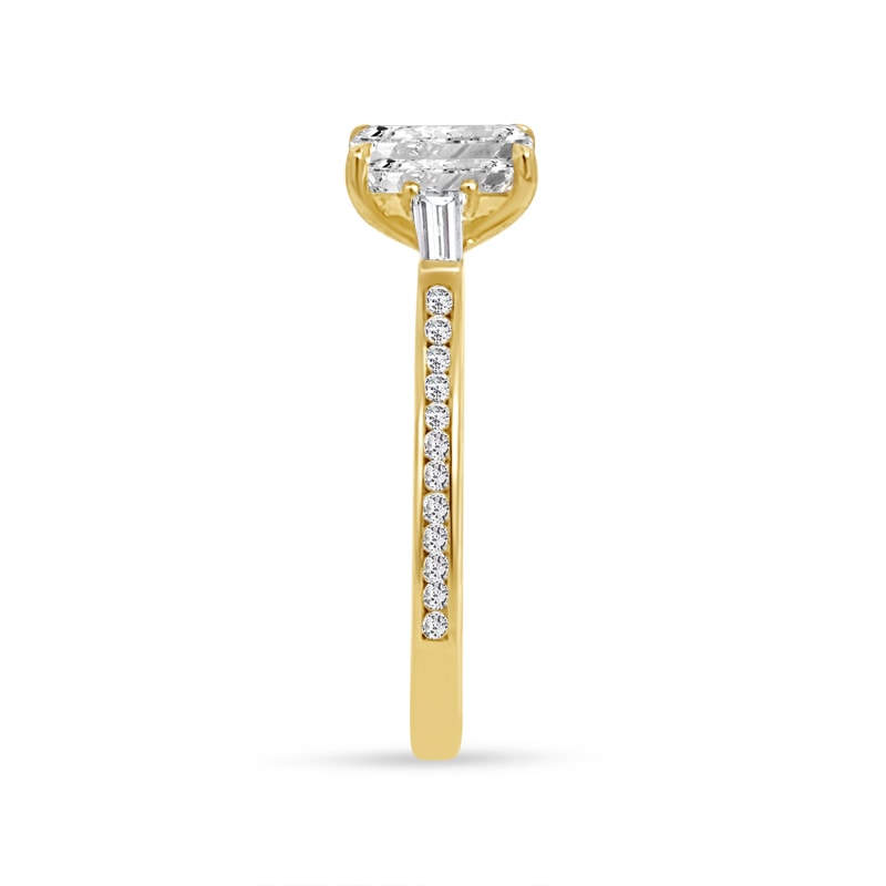 Emerald Cut and Tapered Baguettes Channel Setting Diamond Engagement Ring view 3