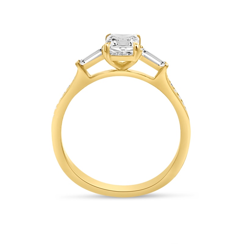 Emerald Cut and Tapered Baguettes Channel Setting Diamond Engagement Ring view 4