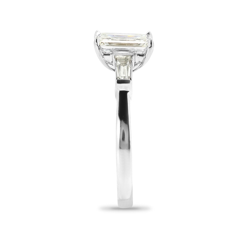 Emerald Shape and Tapered Baguettes Diamond Engagement Ring view 4