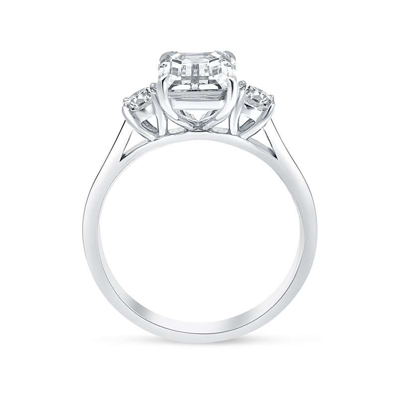 Emerald Cut and Round Trilogy Diamond Engagement Ring view 5