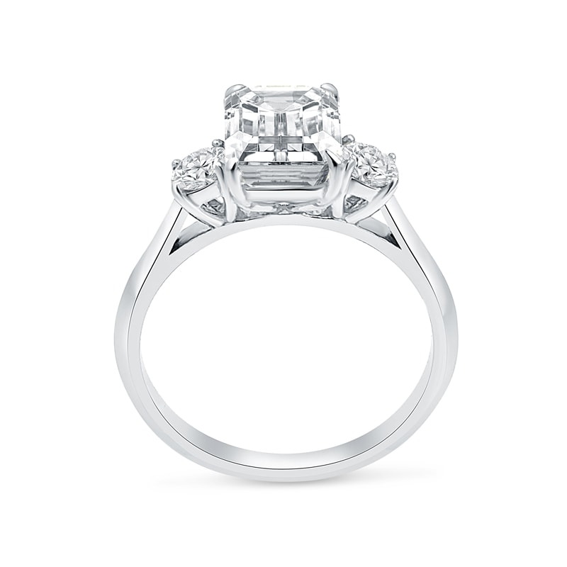 Emerald Cut and Round Trilogy Diamond Engagement Ring view 4