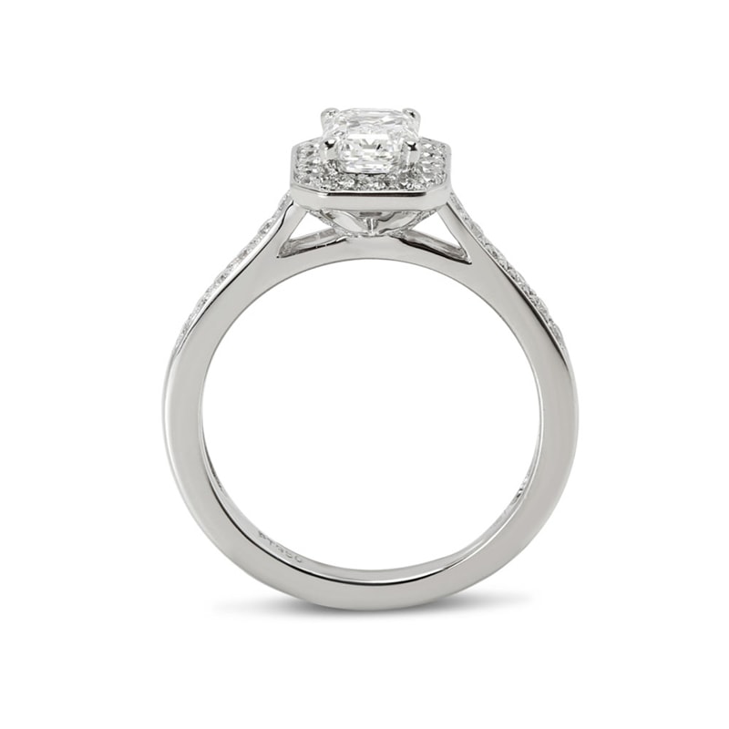 Emerald Shape Halo Pave Set Lab Grown Diamond Engagement Ring view 4