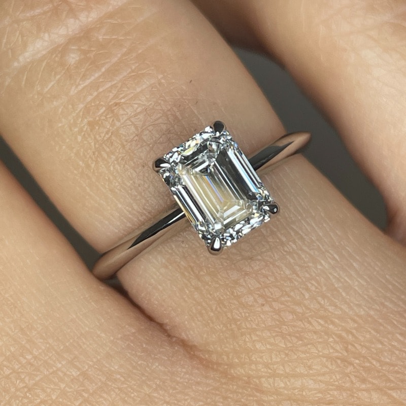 Sofia Richie Emerald Cut Solitaire Diamond Engagement Ring view 6