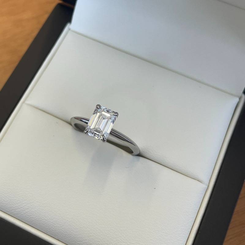 Sofia Richie emerald cut lab grown diamond engagement ring