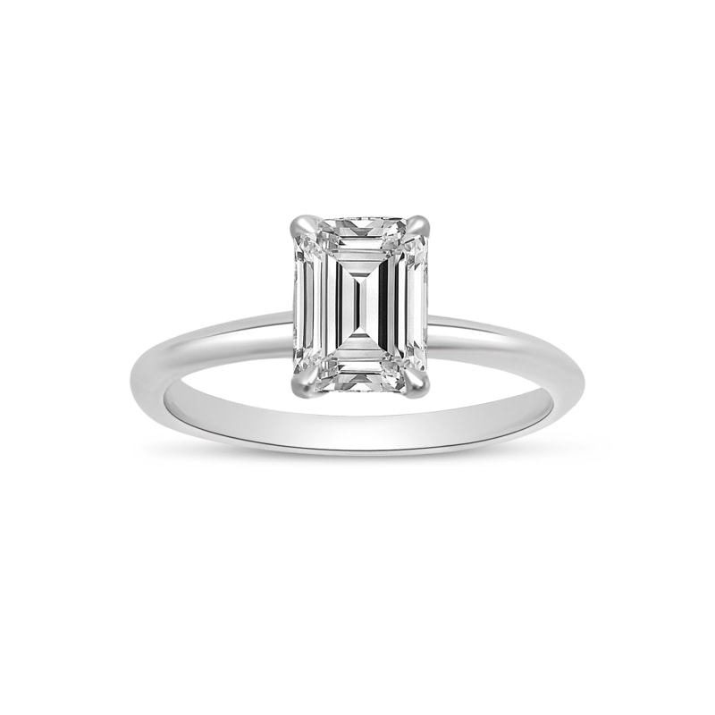 Sofia Richie Emerald Cut Solitaire Diamond Engagement Ring view 3