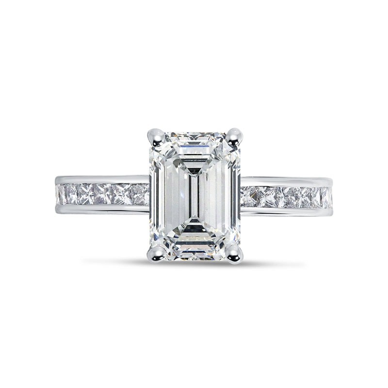 Emerald Shape Princess Channel Setting Diamond Engagement Ring view 1