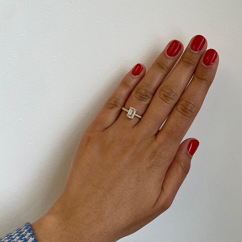 Emerald Cut Shoulder Set Lab Grown Diamond Engagement Ring view 7
