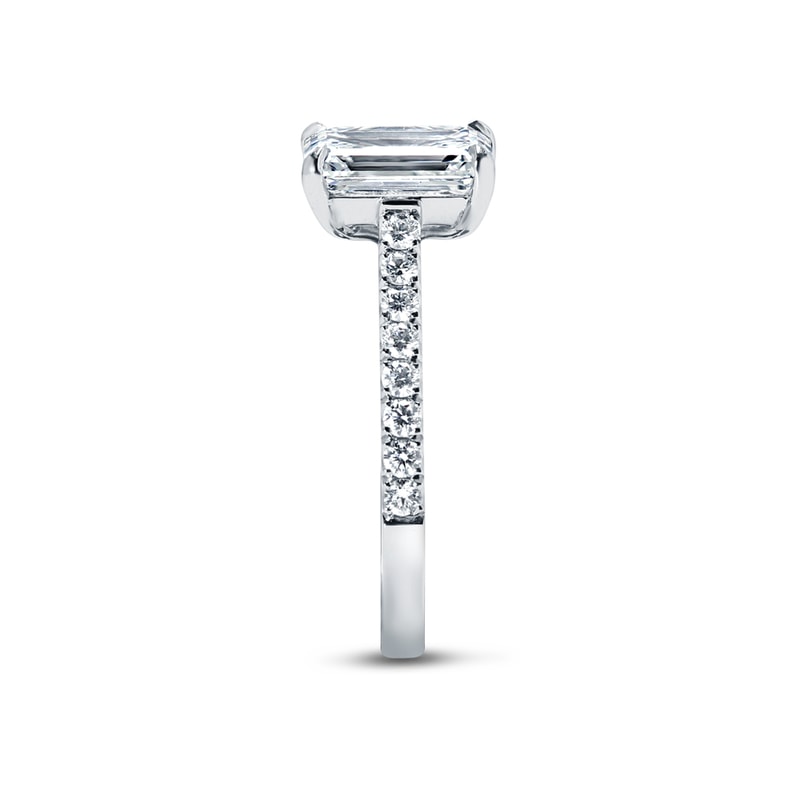 Emerald Cut Shoulder Set Diamond Engagement Ring view 3