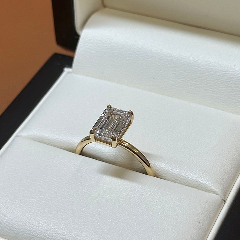 Emerald Cut Solitaire Lab Grown Diamond Engagement Ring view 7