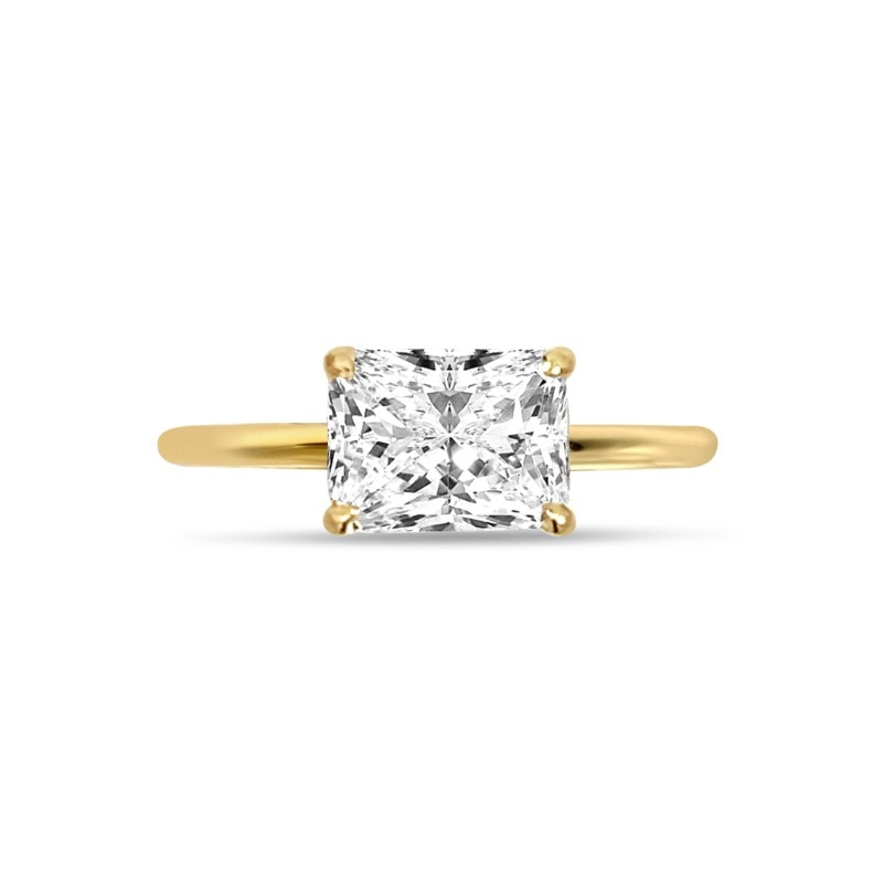 Horizontal Radiant Cut Solitaire Lab Grown Diamond Engagement Ring view 1