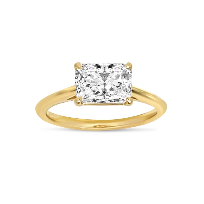 Horizontal Radiant Cut Solitaire Lab Grown Diamond Engagement Ring view 3