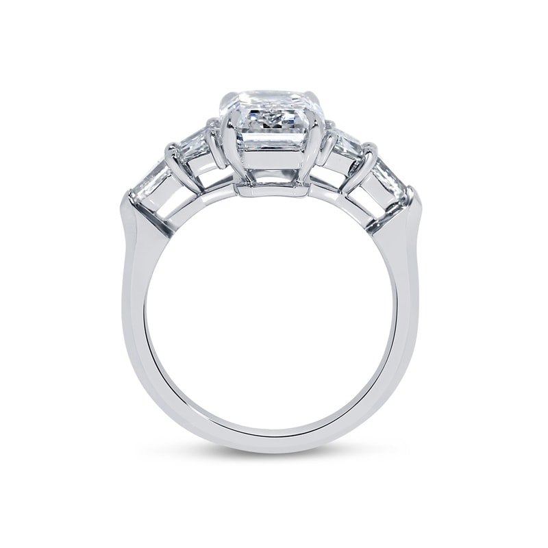 Emerald Shape Trapezoid and Bullets Side Diamond Engagement Ring view 5