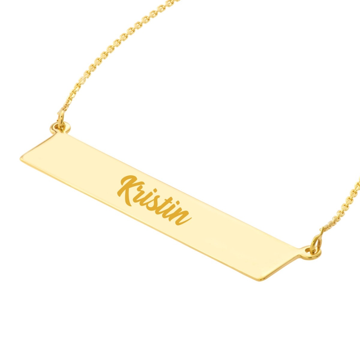 Engravable Gold Bar Adjustable Necklace view 2