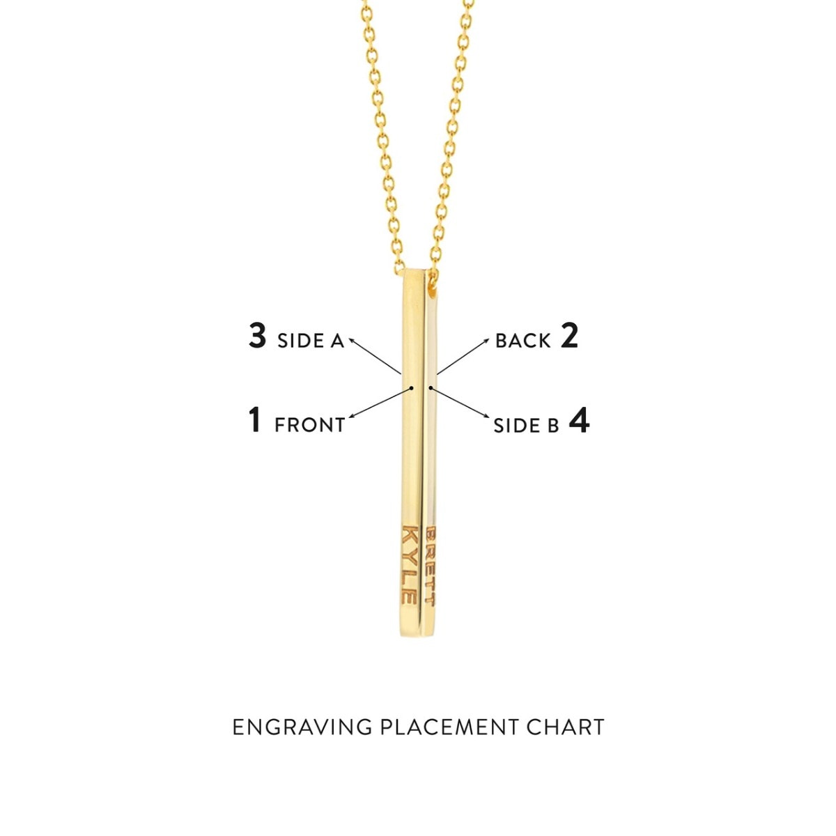 Engravable Gold Cube Pendant view 3